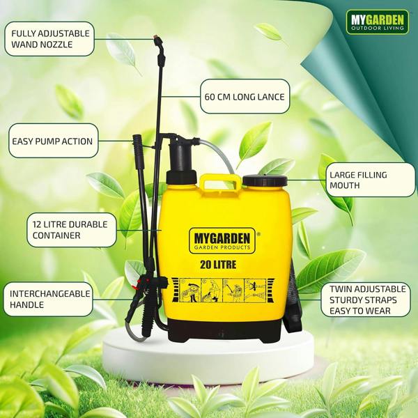 My Garden Outdoor Living Knapsack Sprayer with Adjustable Nozzles - Garden Manual Pressure Sprayer With Long Lance 10kPa Pressure Sprayer