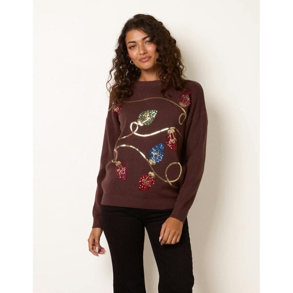 Blue Vanilla Festive Sequin Christmas Light Jumper