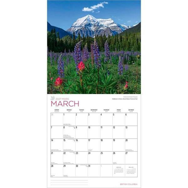 British Columbia Calendar 2027, Wall Calendars, Month To View, Travel, Gift