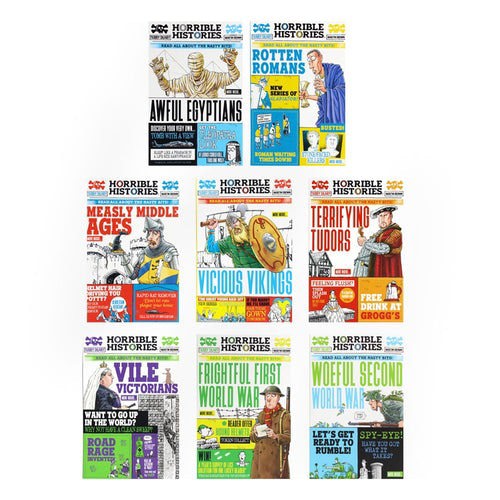 Scholastic Horrible Histories Series 8 Books Collection Set by Terry Deary