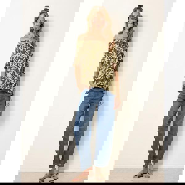 Blue Vanilla Printed Tie Front Top