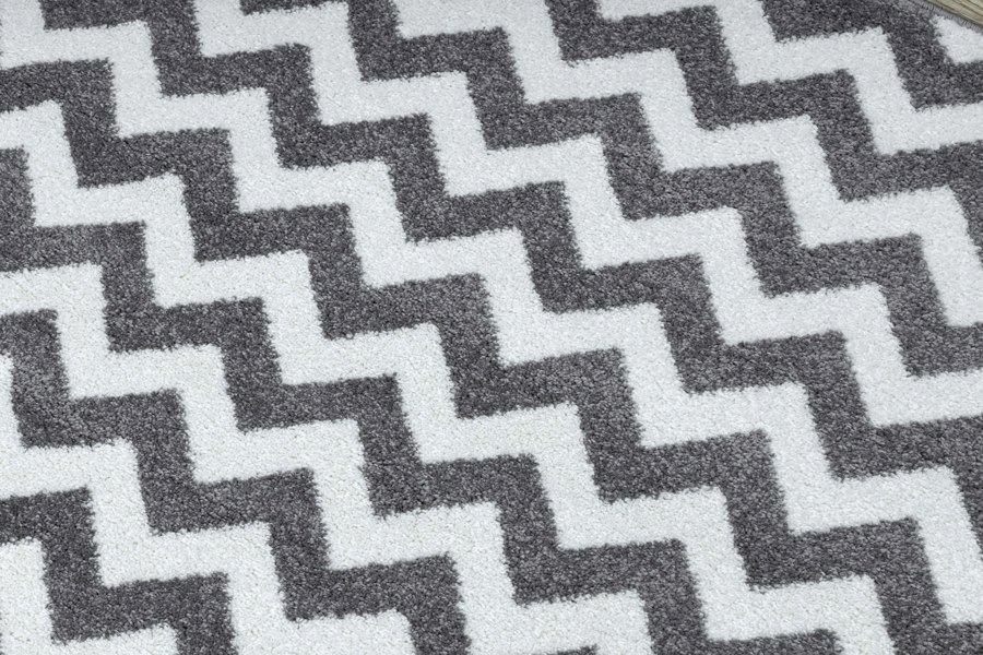 RugsX Sketch Circular Rug - Grey & White Zig Zags