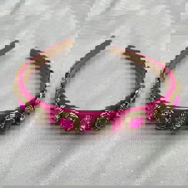 pink headband jewelled headband fuscia