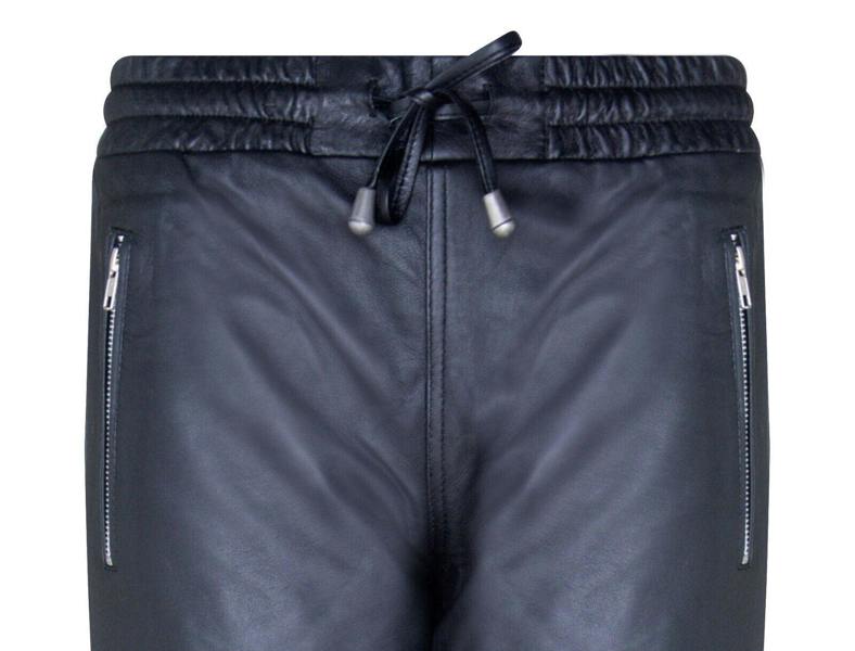 Infinity Leather Women's Black Leather Nappa Trousers Joggers