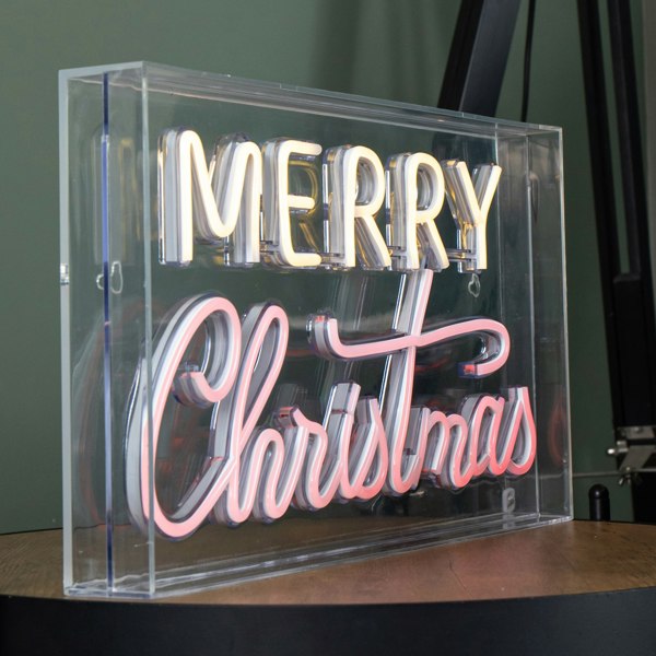 Samuel Alexander 43cm Light up Merry Christmas Neon Flex Sign in Warm White and Red