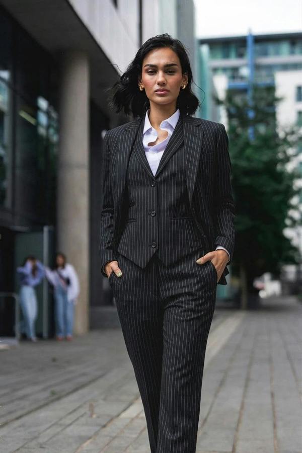 TPW-38 - Women's 3 Piece Black Pinstripe Suit - TruClothing.com - 2