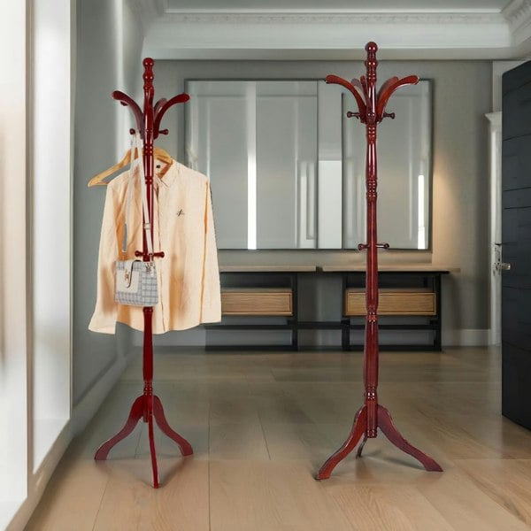 Rafaelo Mobilia Wooden Coat Stand With 13 Hooks