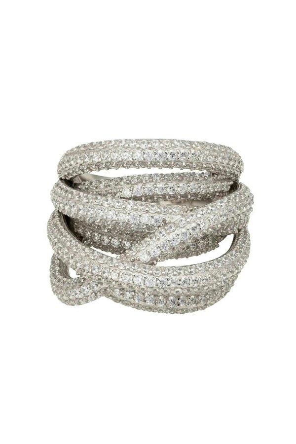 Latelita Crossover Multi-Strand Cocktail Ring Silver