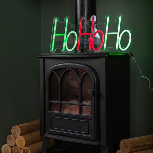 Samuel Alexander 40cm x 18cm Light up Ho Ho Ho Christmas Neon Flex Hanging Sign
