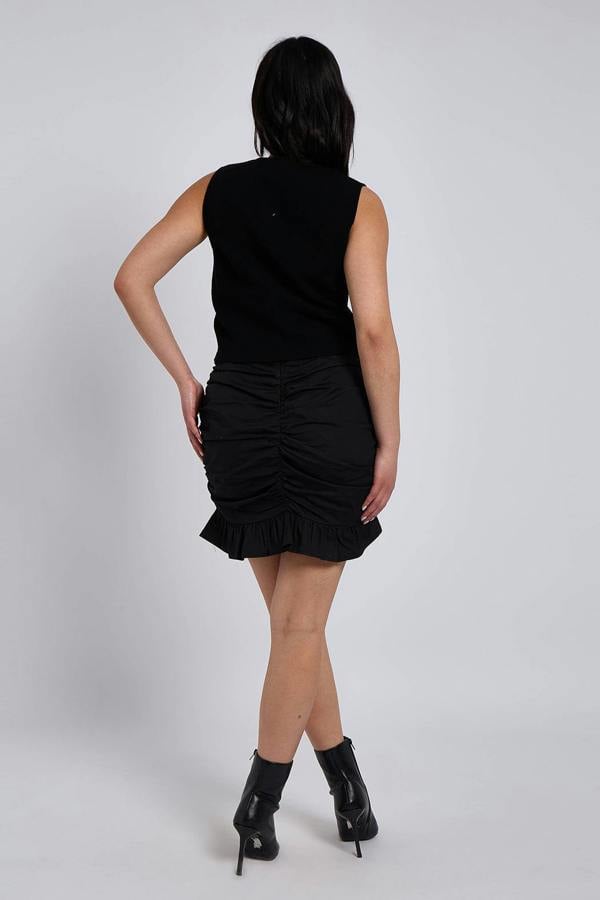 Urban Bliss Brittany Black Ruched Poplin Skirt