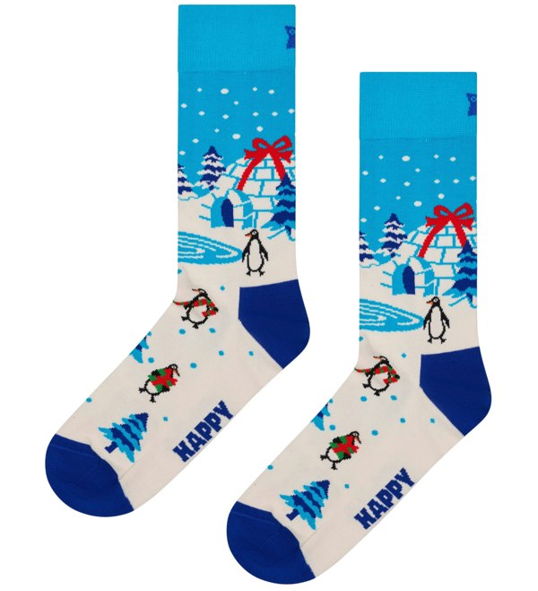 Happy Socks Penguins & Igloos Socks, Blue