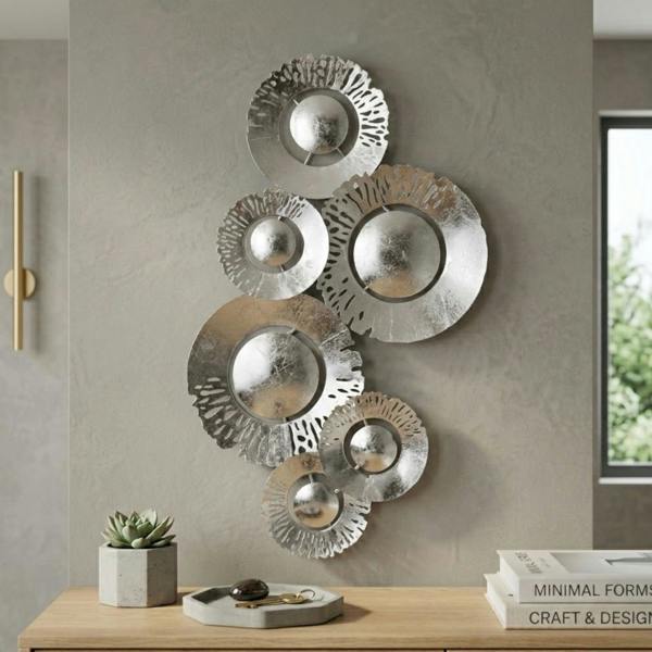 Garden Greatness Relica Six Silver Circles Wall Art