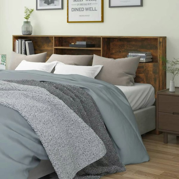 Berkfield Headboard Cabinet Smoked Oak 220x19x103.5 cm