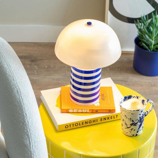 Love Frankie Stripy Table Lamp in Cobalt Blue
