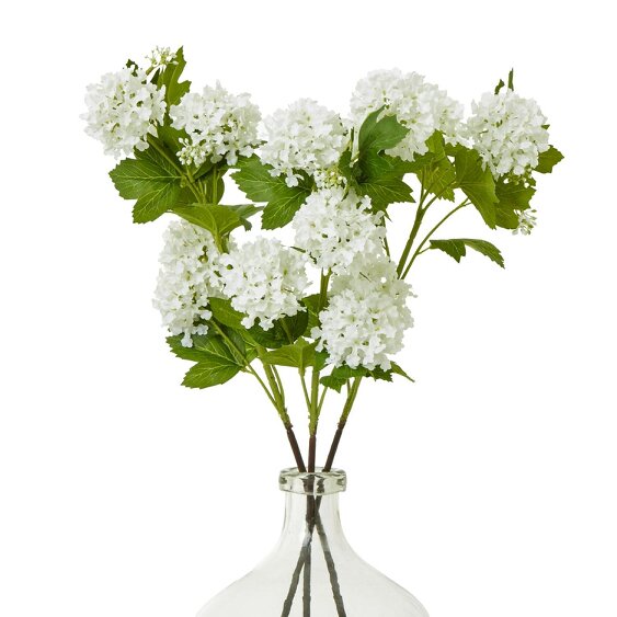 Wyld Haus Set of 3 Artificial Flowers Cream Snowball Viburnum Sprays