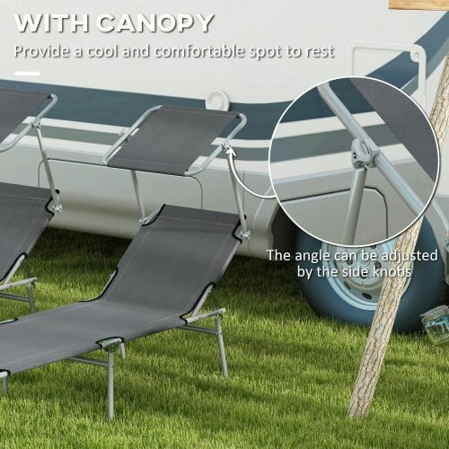 Bobobiy Outdoor Foldable Sun Lounger Set of 2, Grey