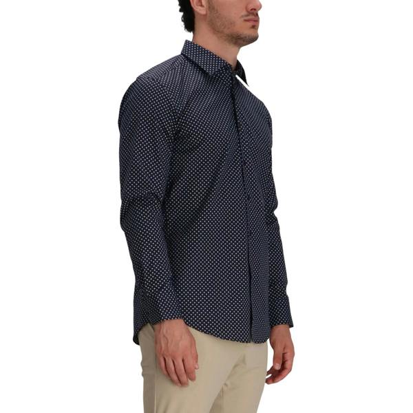 Boss Mens Polka Dot Regular Long-Sleeved Shirt - Dark Blue - 