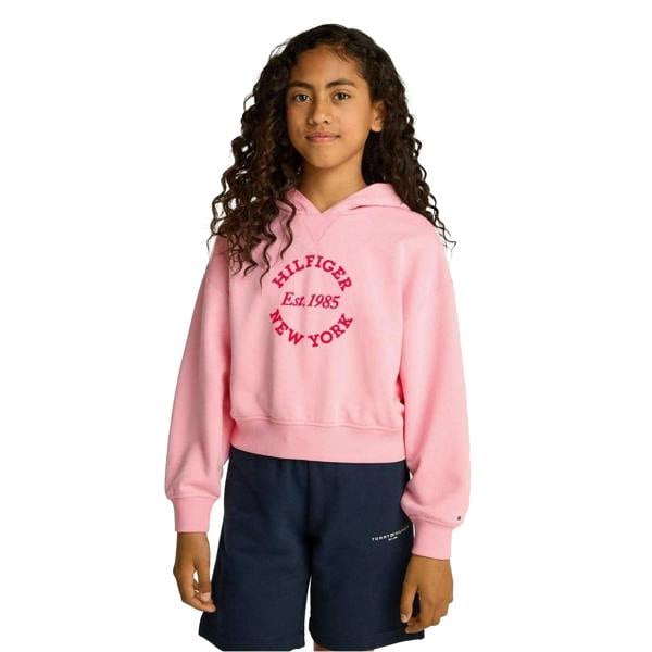 Tommy Hilfiger Girls New York Hooded Relaxed Fit Crop Sweatshirt - Pink - 