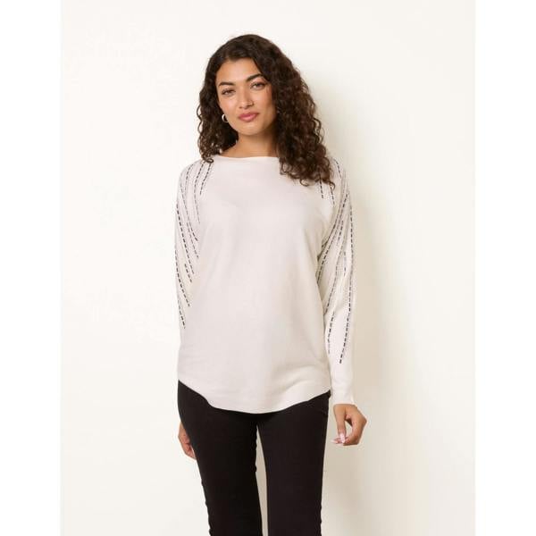 Blue Vanilla Embellished Sleeve Batwing Jumper