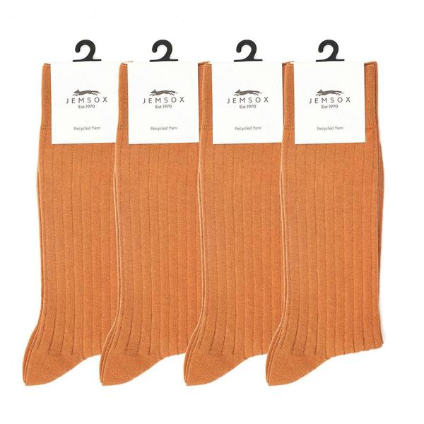 Jemsox 4 Pack - Premium Fine Ribbed Men’s Wedding & Formal Socks – Earthy Clay Orange
