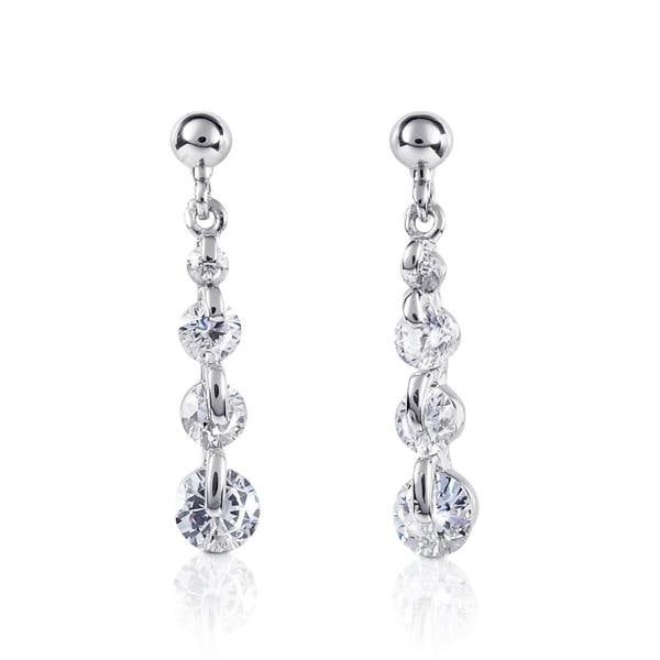 namana Silver Dainty Drop Earrings For Women with 4 Sparkling Cubic Zirconia Stones