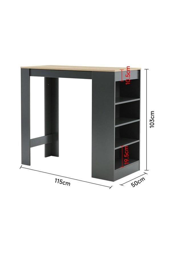 Living and Home Contrast Color Wooden Bar Table Dining Table with Open Shelves