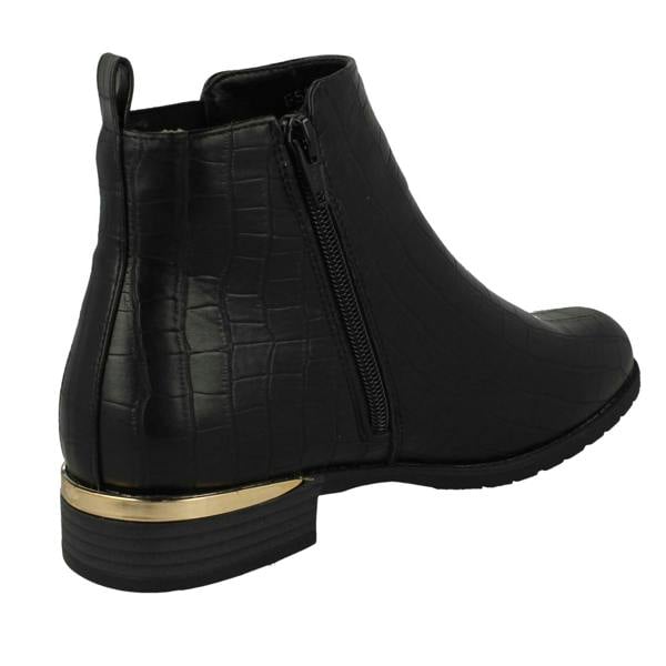 Spot On Ladies Spot On Croc Detailed Ankle Boots F51196