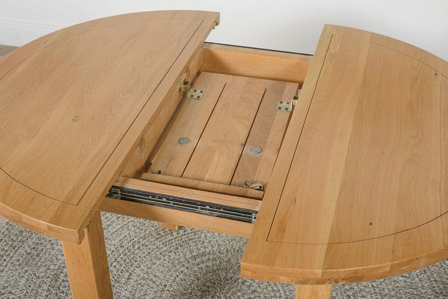 That's Furniture Edmonton 110 - 140cm Solid Oak Extendable Round Dining Table
