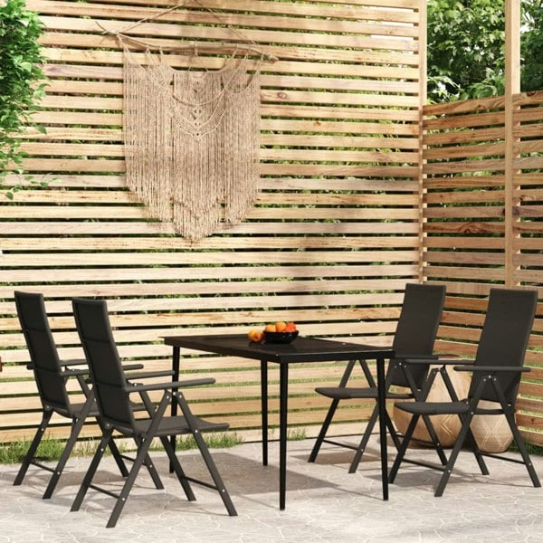 Berkfield 5 Piece Garden Dining Set Black