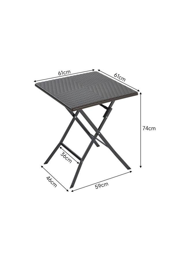 Living and Home Square Rattan Folding Outdoor Bistro Table Garden Dining Table