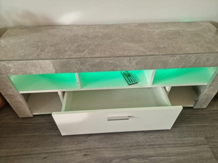 Kosy Koala TV CABINET LED UNIT Stand Body High glossy doors with LED Lights STONE GREY