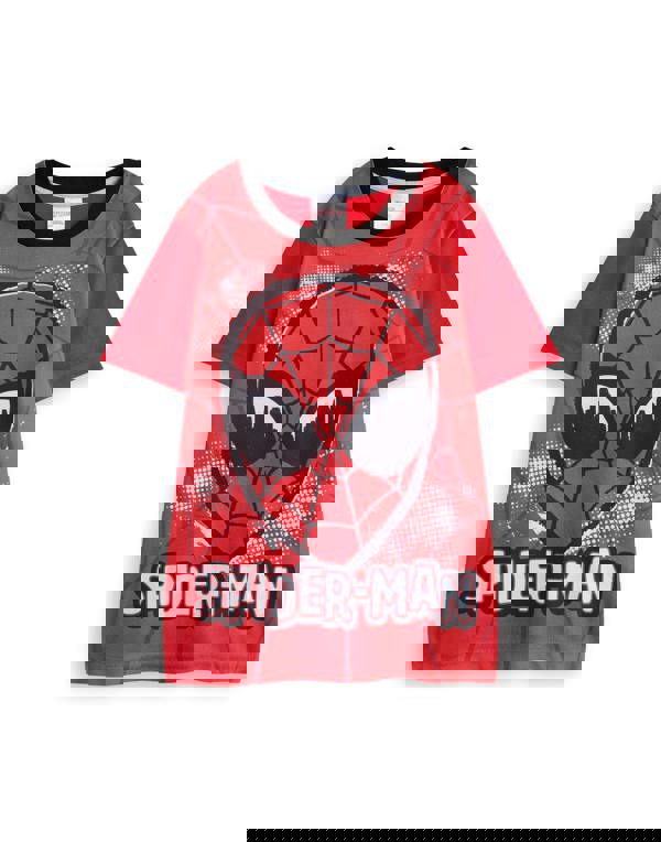 Marvel Boys Red Character Face Short Sleeve Long Leg Pyjama Set