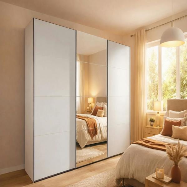 TJ's Furniture Erine White Sliding Wardrobe