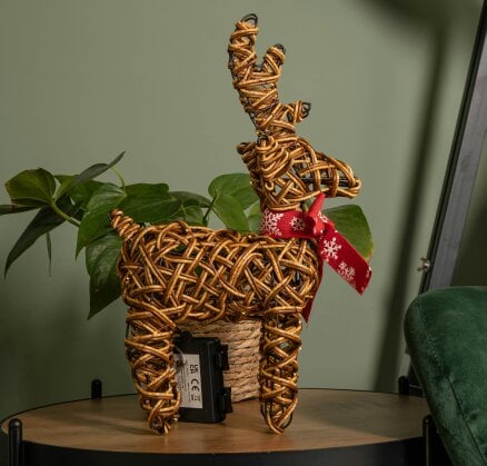 Samuel Alexander 37cm Battery Operated Light up Brown Christmas Reindeer with 40 Warm White LEDs
