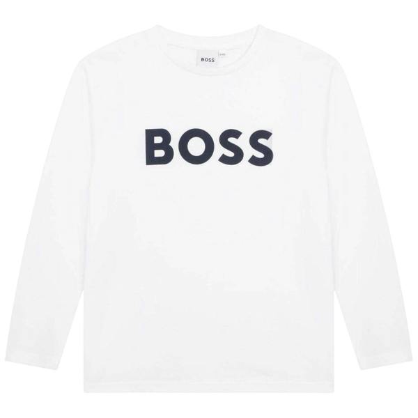 Boss Boys Logo Long-Sleeved T-Shirt - White - 