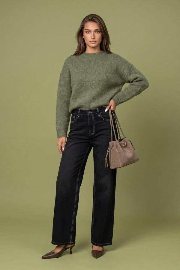 Urban Bliss Wool Blend Longline Jumper Green