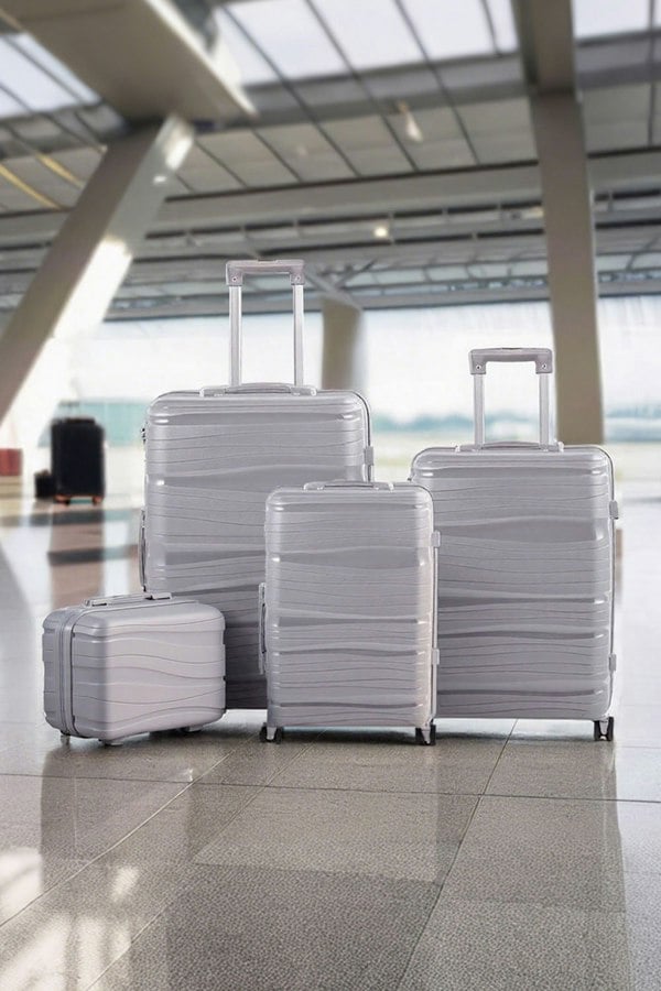 Living and Home 4PCS Grey Lockable Travel Suitcase Set