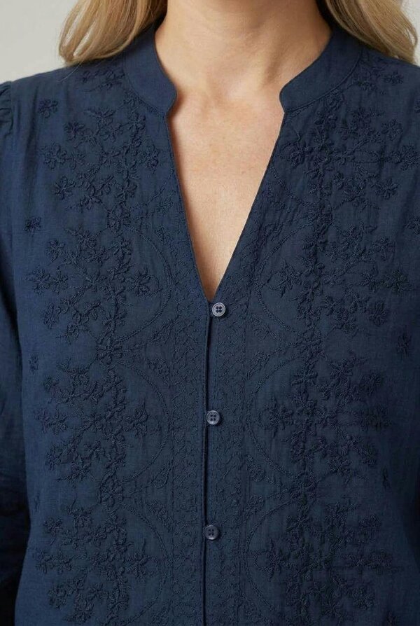 Izabel London Floral Textured Long Sleeve Blouse