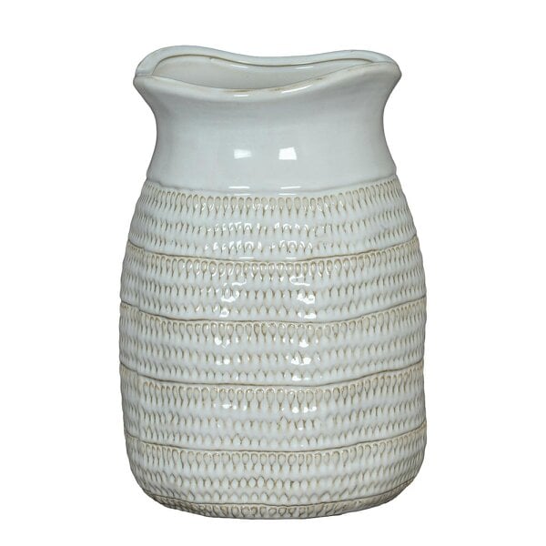 Wyld Haus Saffron Medium Hewn Ceramic Vase with Textured Scandi Pattern