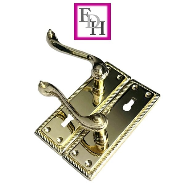 EDH Door Hardware Georgian Style Scroll Brass Finish Door Handles – Internal Door Handles