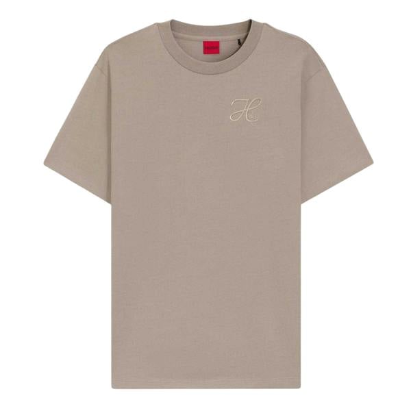 Hugo Womens/Ladies Vintage Embroidered Relaxed Fit T-Shirt - Light Beige - 