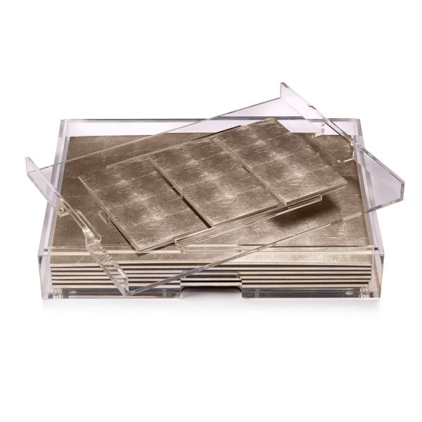 Grand Matbox Clear Silver Leaf Chic Matte Champagne - Posh Trading Company  - Interior furnishings london