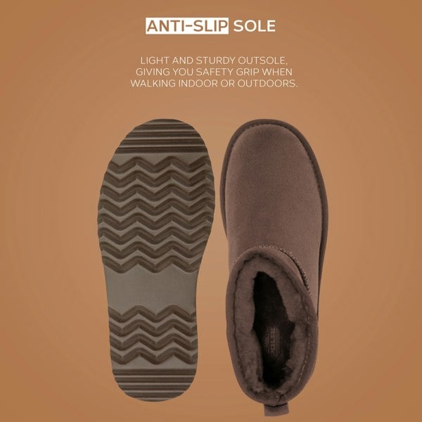 VIVA Women's Faux Fur Lined Platform Boot Slippers Memory Foam Rubber Sole