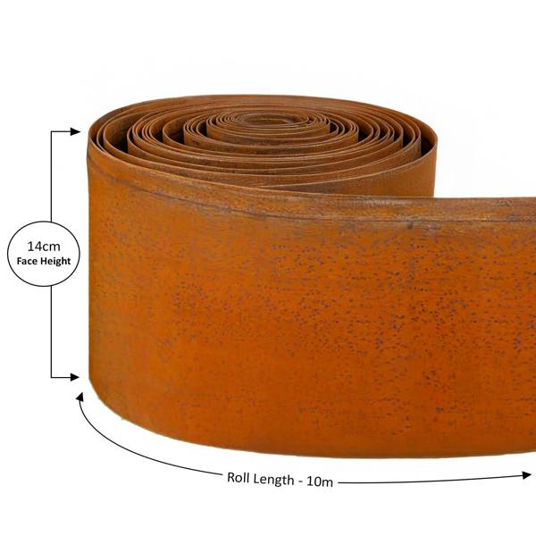 Nicoman Corten Metal Lawn Edging Garden Border Roll - 5m / 10m