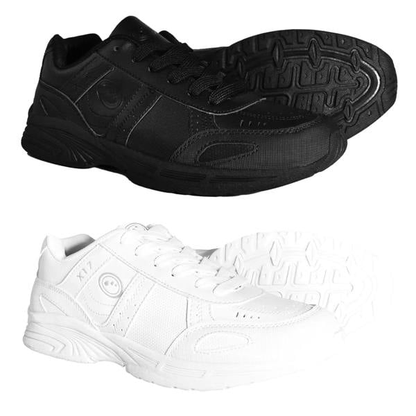 X17 Lace-Up School Trainers (Senior) – Durable Black & White - Optimum