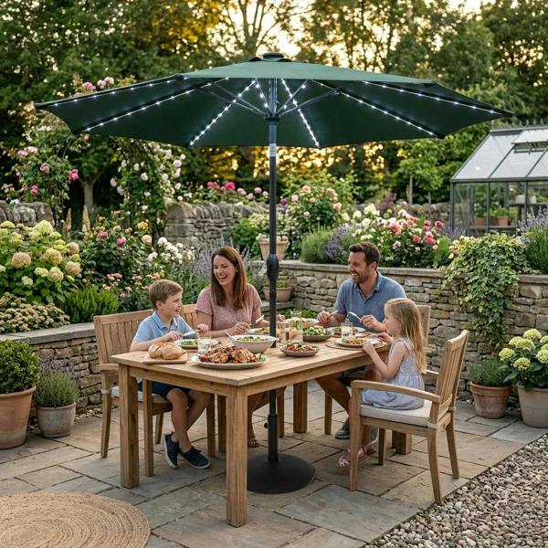 Jardi LED Tilt Parasol 2.7m – Green