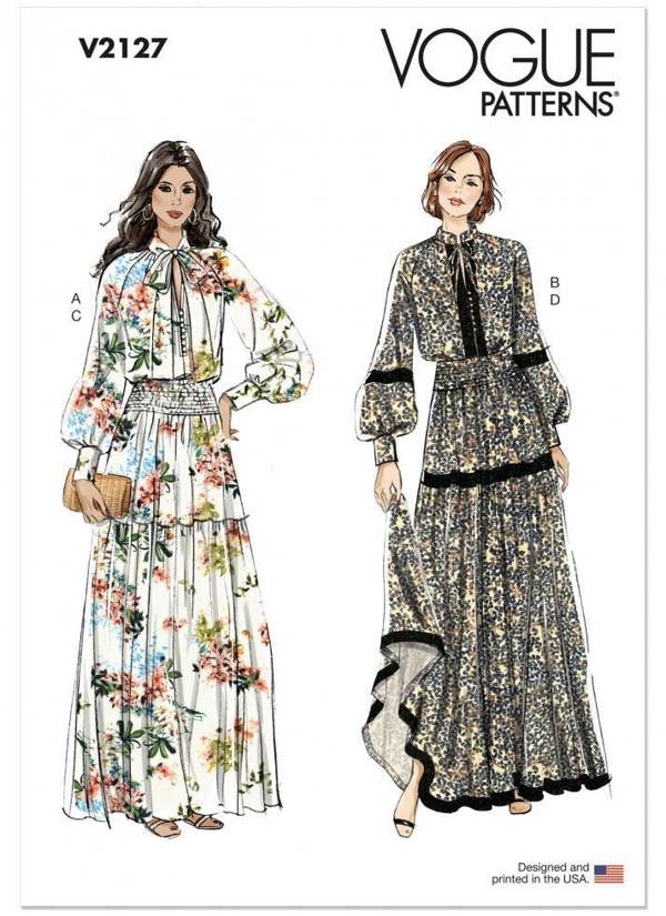 Vogue Sewing Pattern 2127, Tops, Skirts for Women, H5 (6-8-10-12-14) - Intermediate
