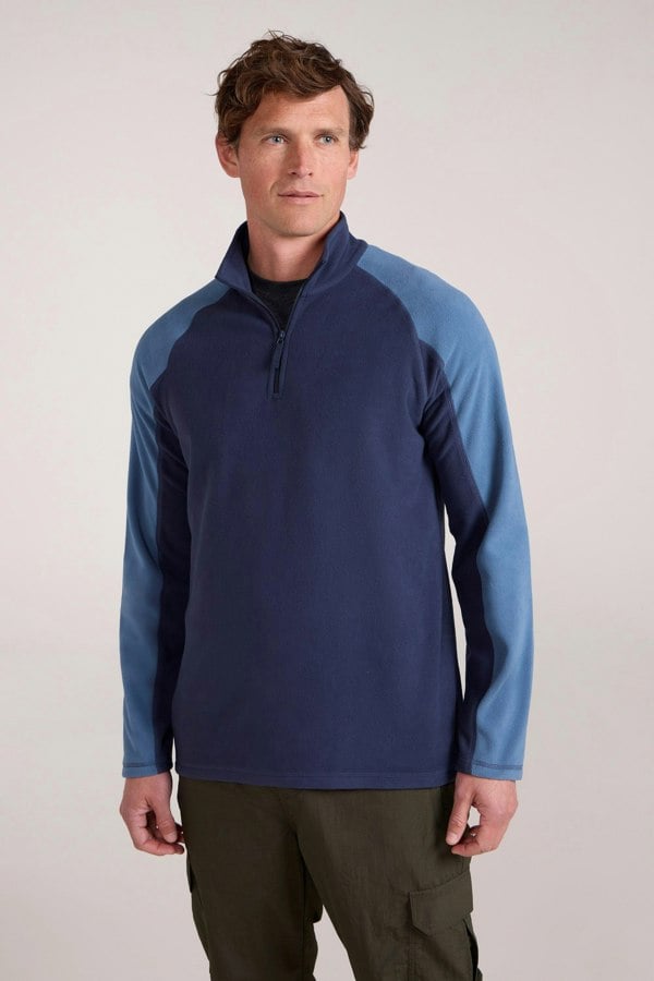 Mountain Warehouse Mens Ashbourne II Half Zip Fleece Top - Blue