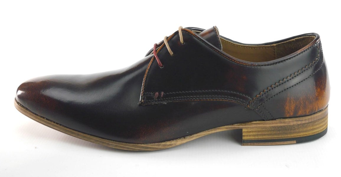 Frank James Shoreditch Mens Leather Hi Shine Lace Up Gibson Formal Shoes