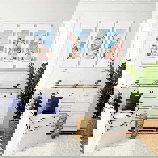 Large Wall Pictures Living Room | Set of 3 Beach Decor Wall art Prints